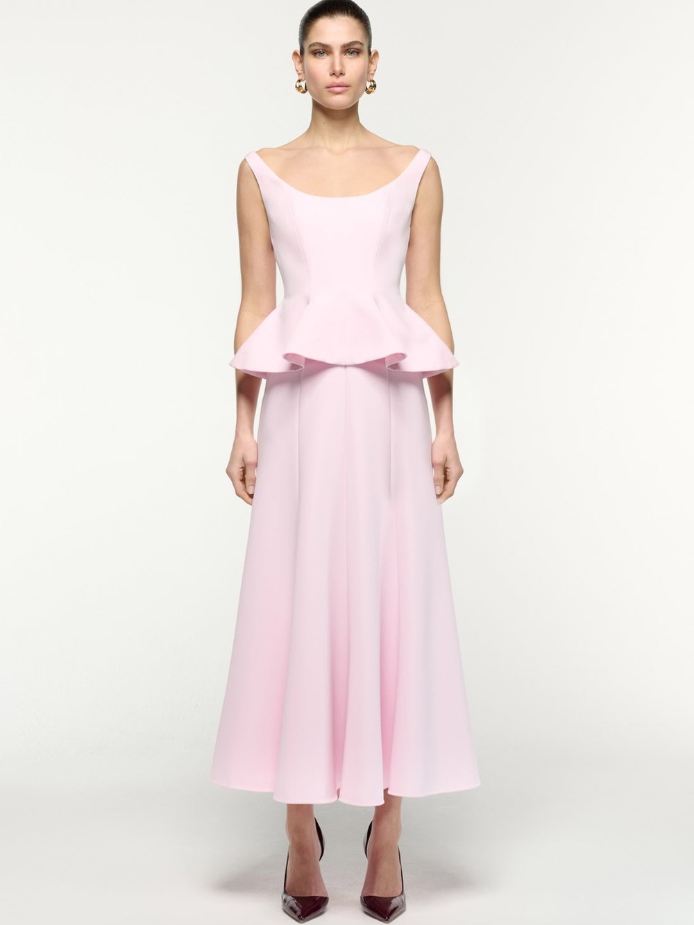 NWOT Roland Mouret CREPE PEPLUM MIDI DRESS